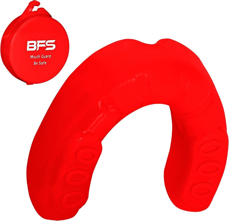 BFS IMPEX Mouth Guard Sports for Adults Best for Teeth,MMA Mouth Guard with Case for Boxing,Karate,Rugby,Football MouthGuard(RED) - Image 1